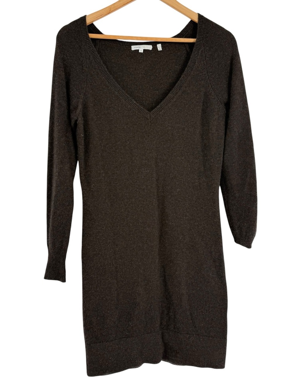 Vince Cashmere Sweater Dress Size XS Black Minimalist Quiet Luxury Raglan Sleeve